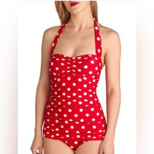 Esther Williams Polka Dot One Piece Swimsuit. Size 14 NWT